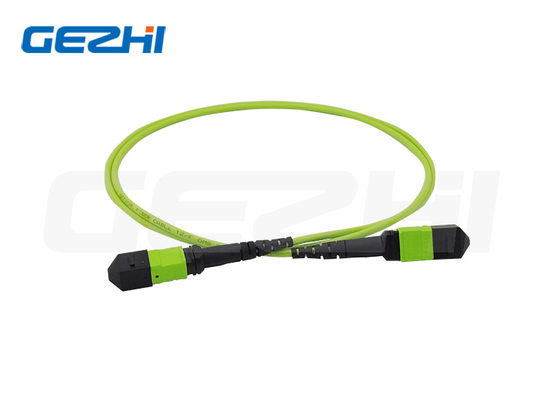 12-rdzeniowy żeński kabel magistrali MPO MM OM5 3,0 mm limonkowy LSZH Polaryzacja A / B