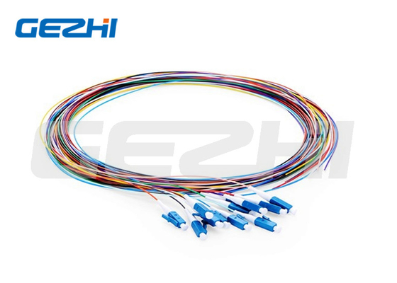 1m (3ft) LC UPC Fiber Optic Pigtail 12 Fibers OS2 Single Mode Unjacketed Color-Coded PVC (OFNR) 0,9mm