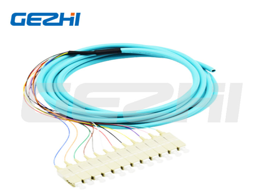 12 rdzeni Fiber Optic Pigtail SC PC Multimode OM3 Distribution Optical Pigtails 0,9 mm do transmisji danych